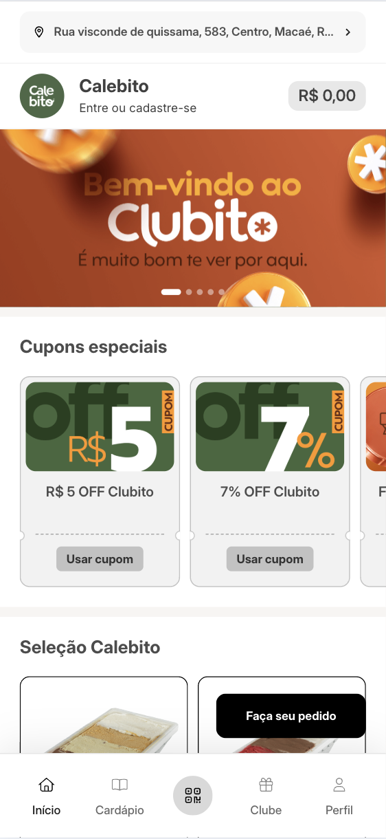 Tela inicial do novo app