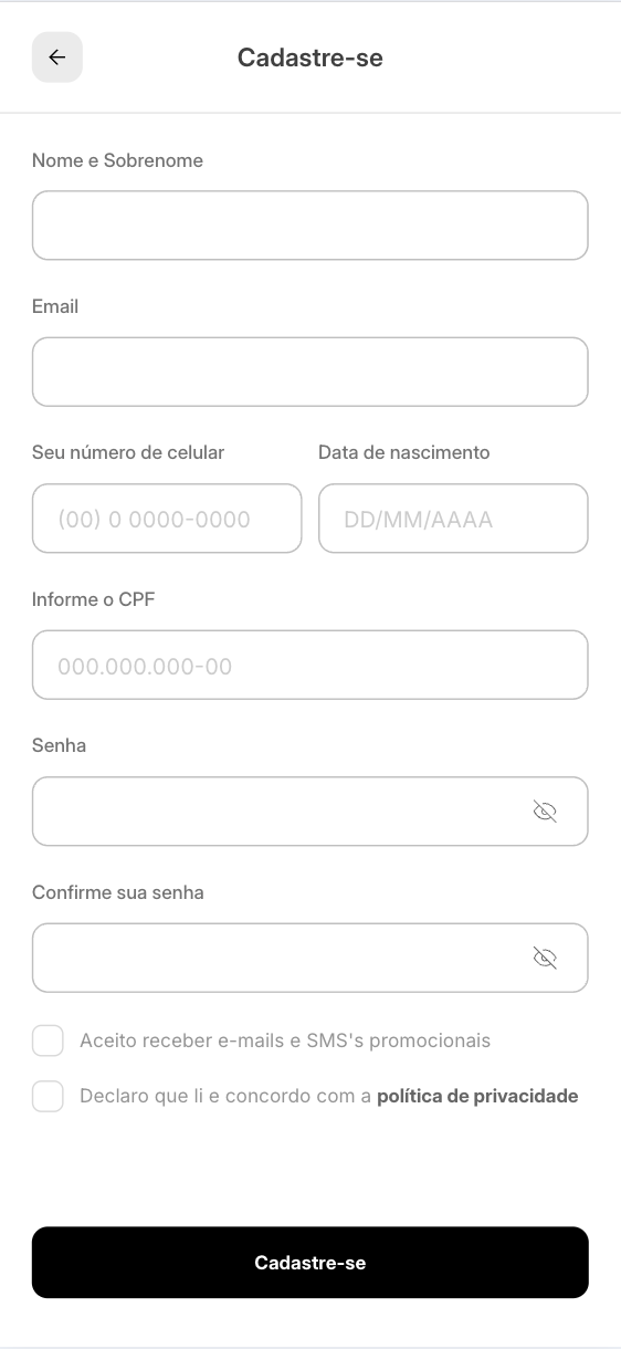 Formulário de dados